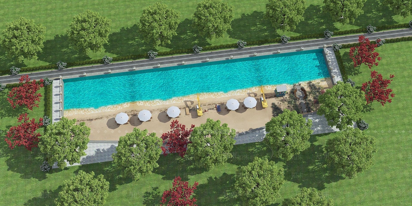 现代沙滩鱼塘3D模型下载【ID:1190789741】