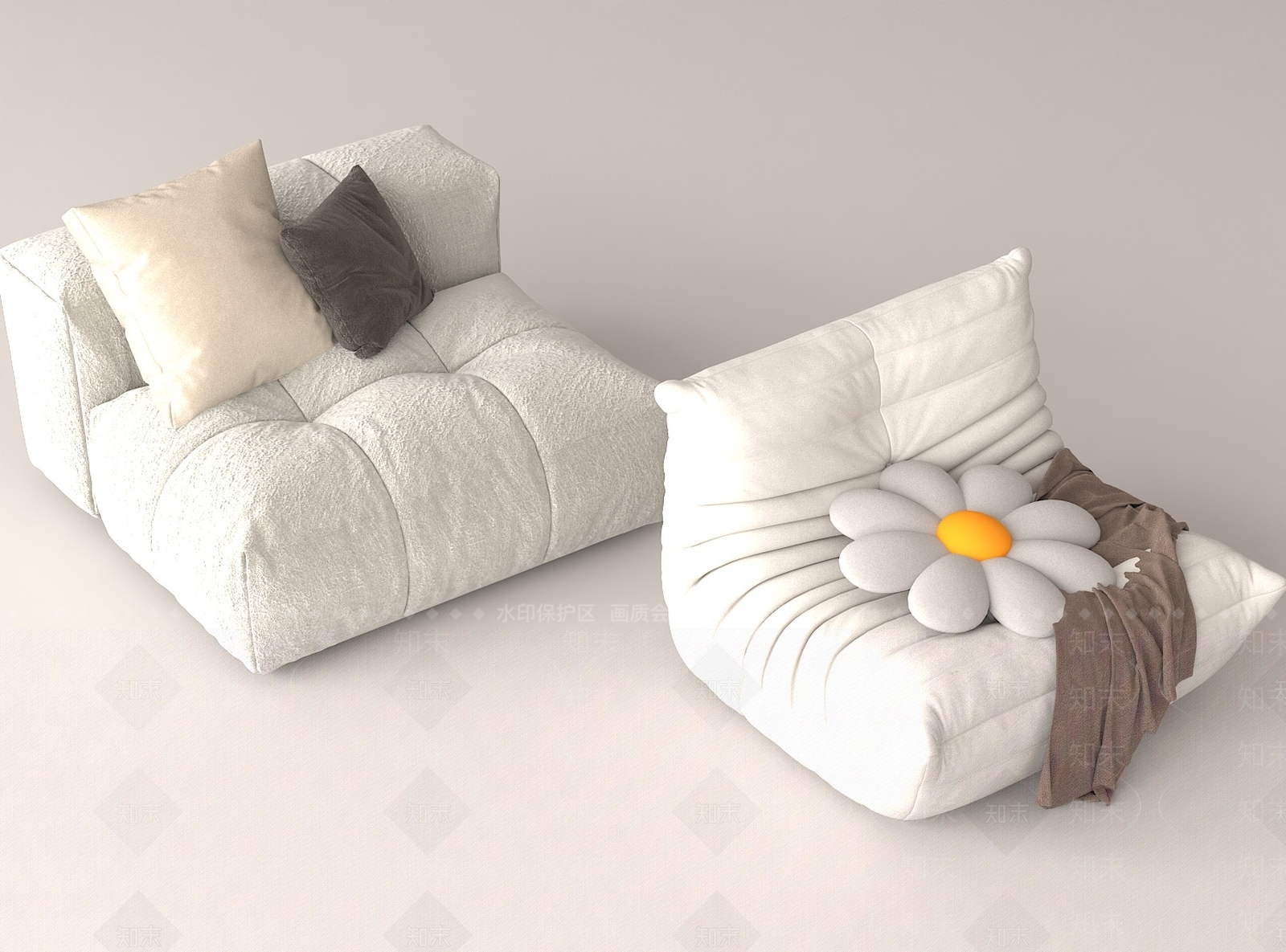 现代中式懒人沙发3D模型下载【ID:1190792609】