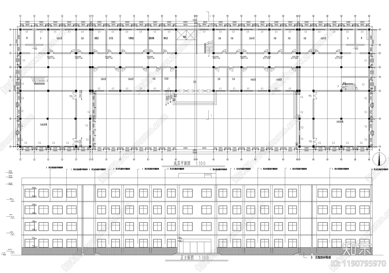 办公楼建筑施工图下载【ID:1190795970】