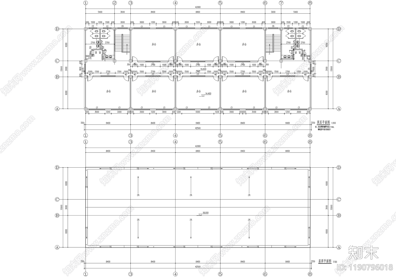 办公楼建筑cad施工图下载【ID:1190796018】