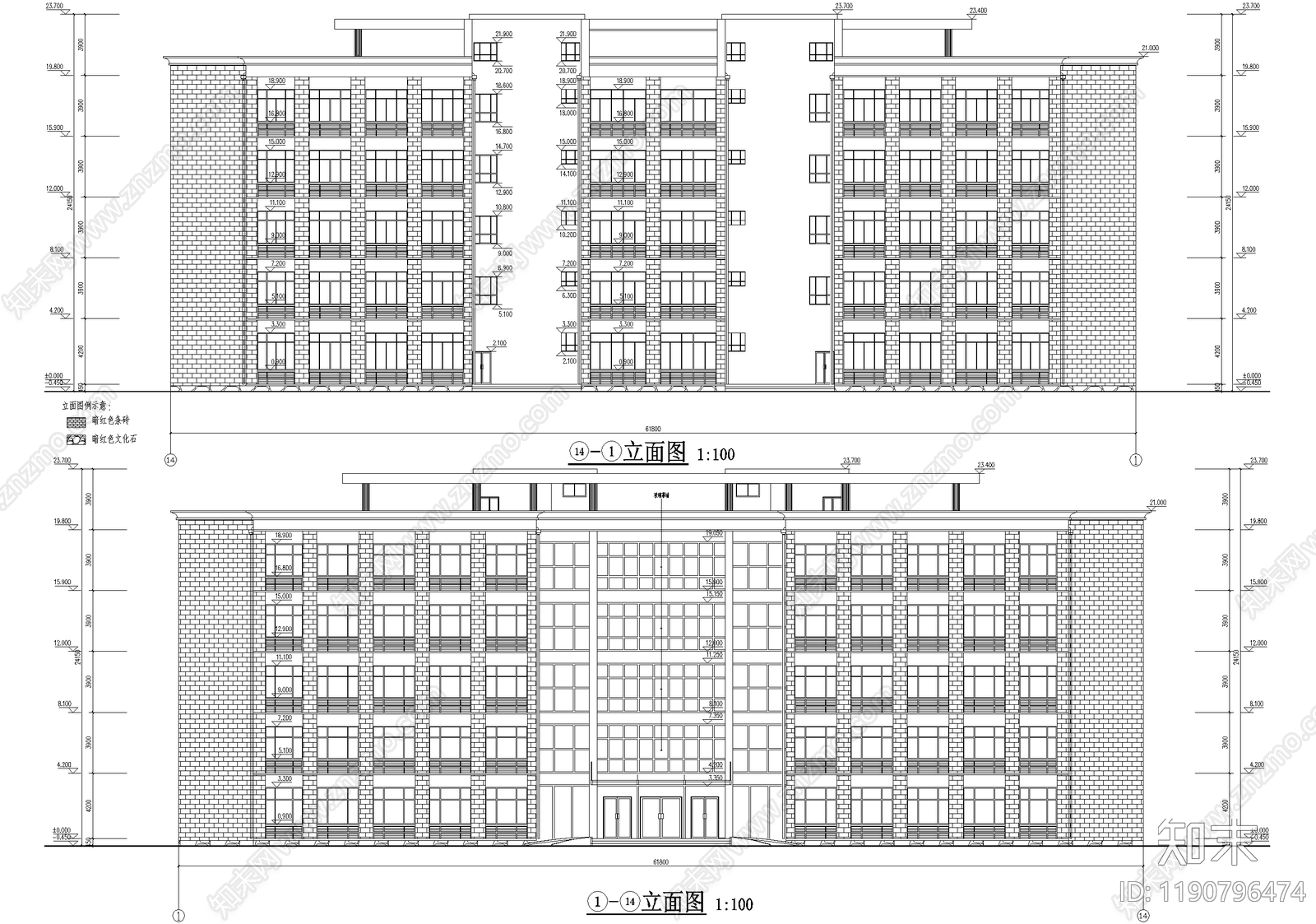 办公楼建筑cad施工图下载【ID:1190796474】
