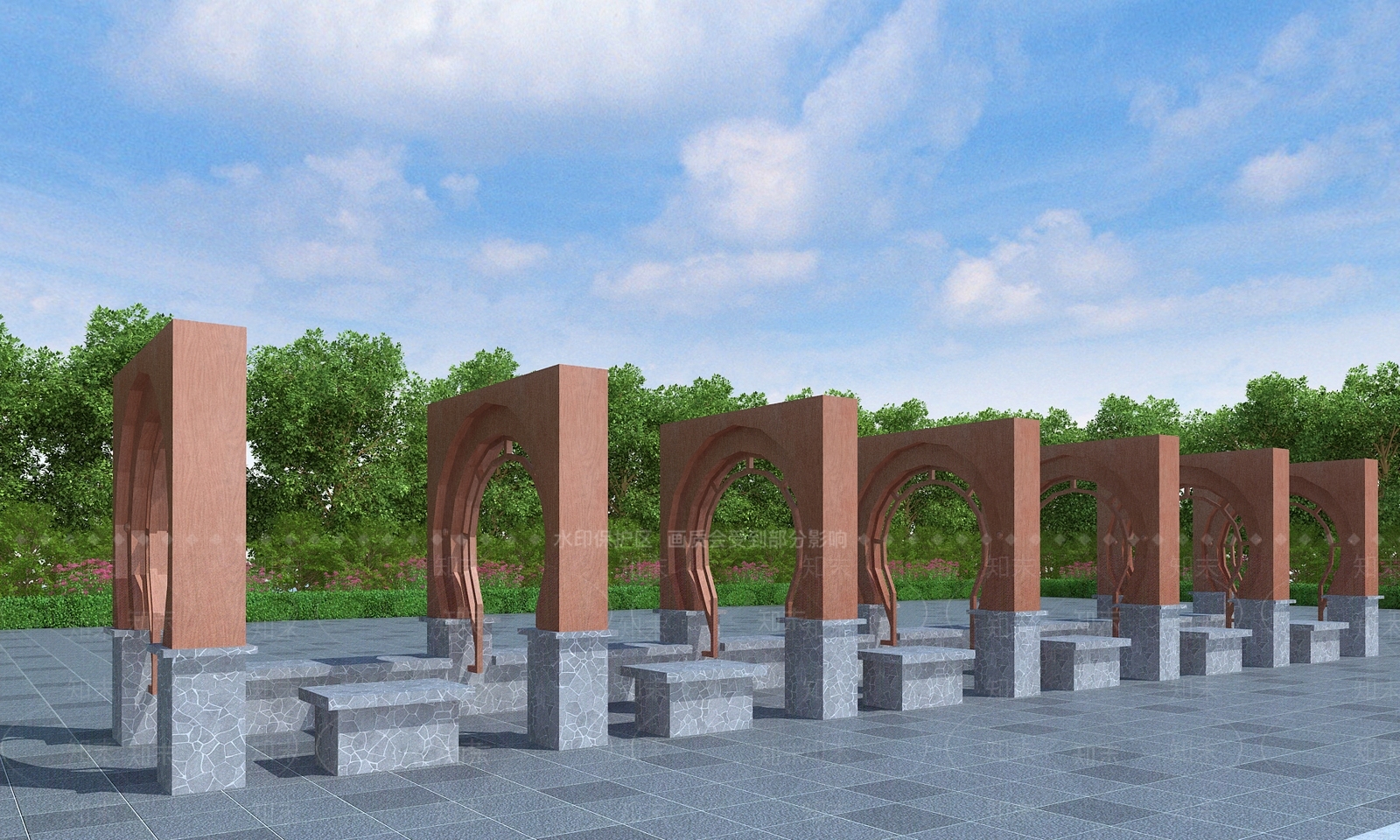 现代欧式廊架3D模型下载【ID:1190796701】