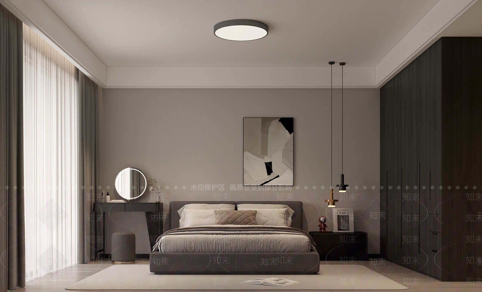 深色梳妆台梳妆台3D模型下载【ID:1227416392】