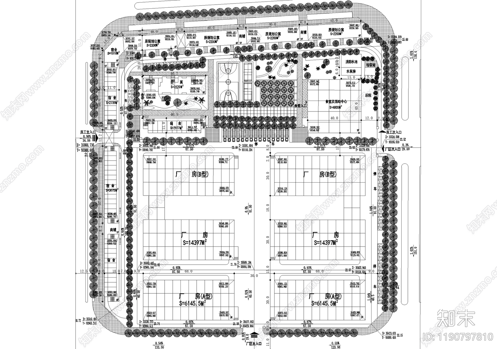 厂房景观cad施工图下载【ID:1190797810】