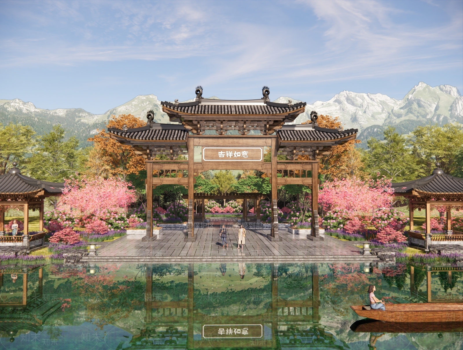 新中式中式牌坊牌楼SU模型下载【ID:1190799225】