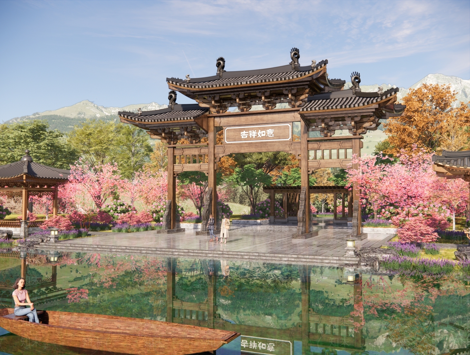 新中式中式牌坊牌楼SU模型下载【ID:1190799225】