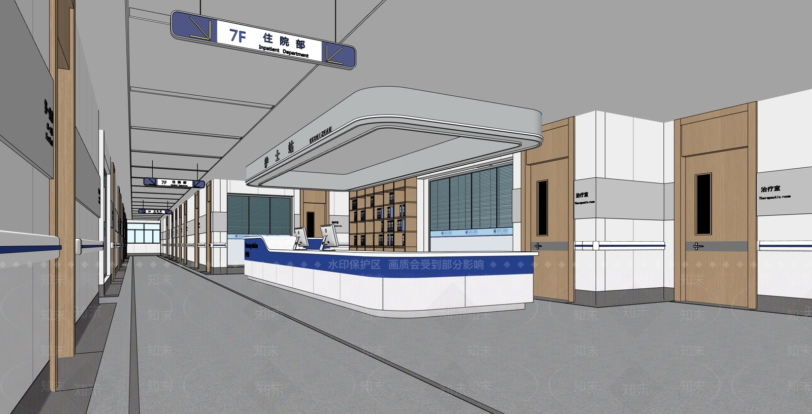 现代新中式医院SU模型下载【ID:1190801180】