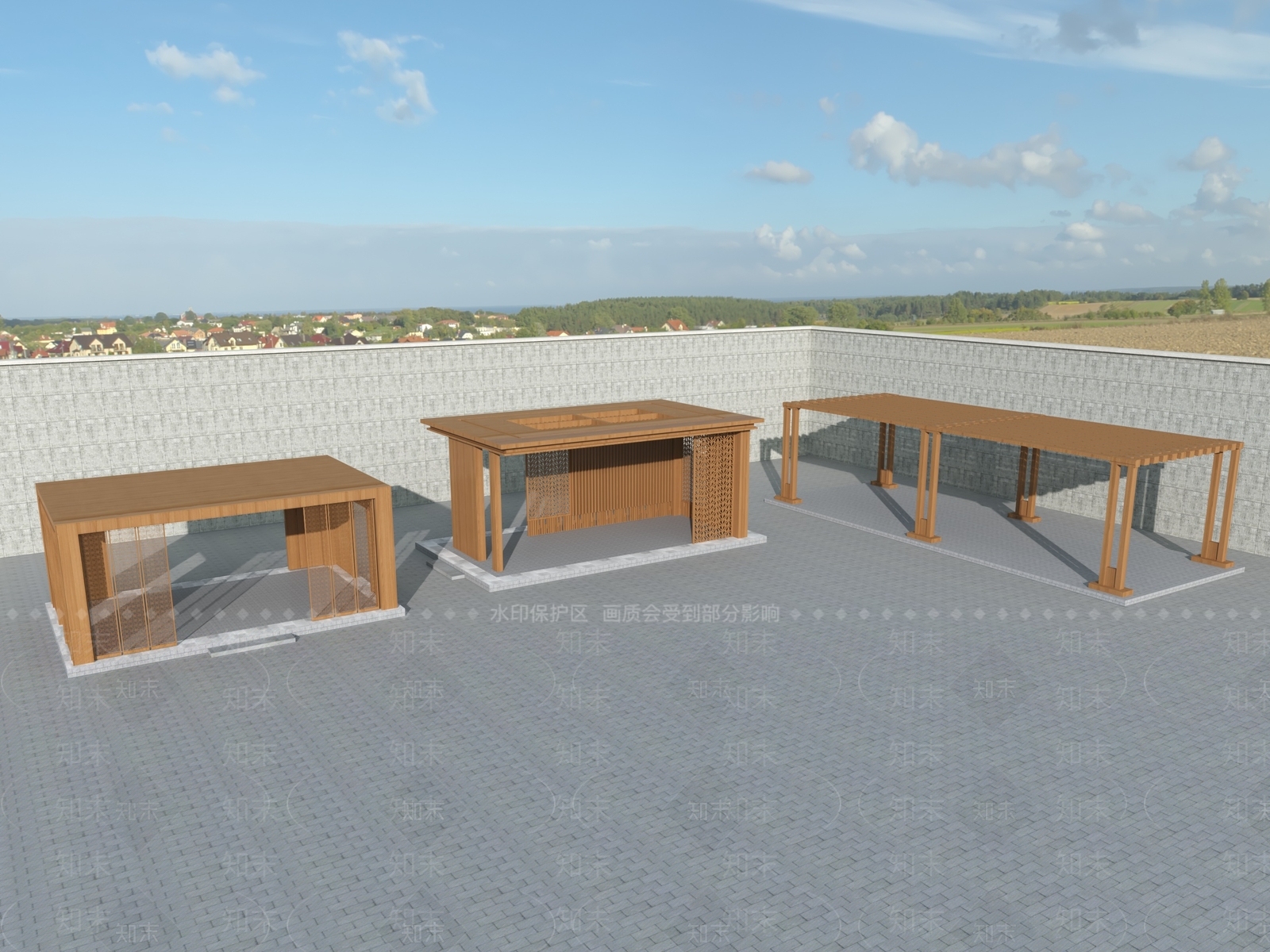 新中式廊架3D模型下载【ID:1190801152】