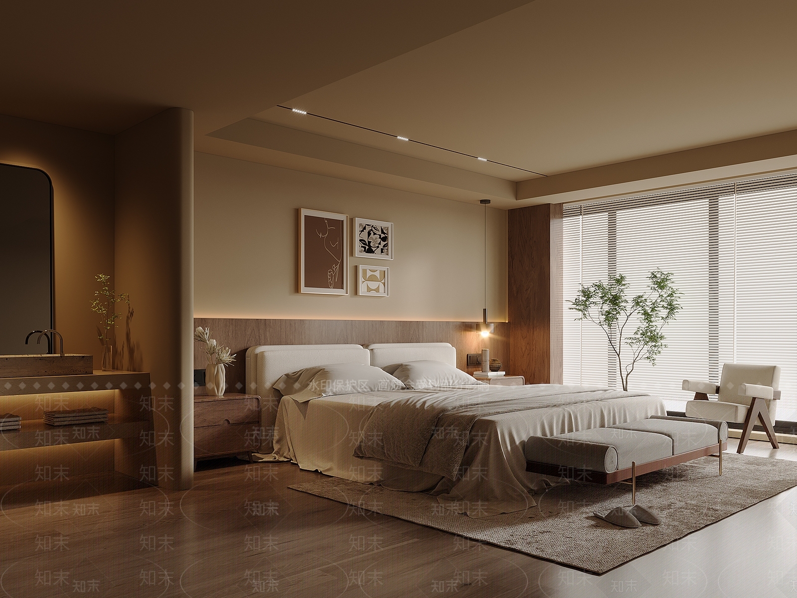 侘寂中古家居卧室3D模型下载【ID:1190815257】