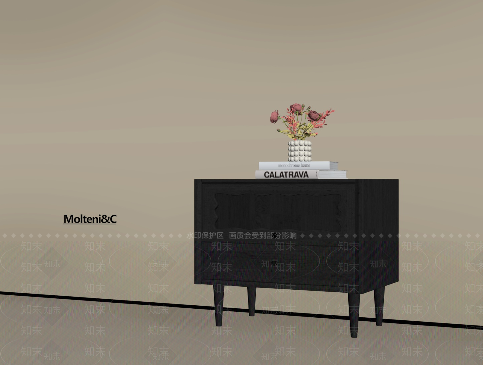 法式复古床头柜SU模型下载【ID:1190816240】