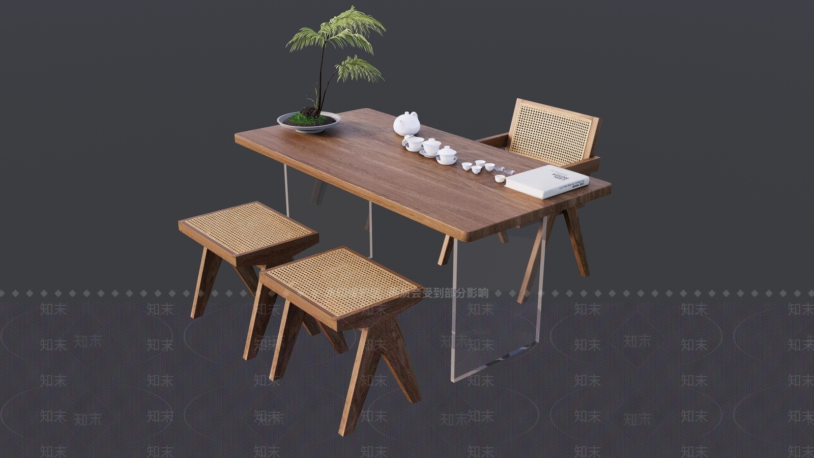 中古茶桌椅SU模型下载【ID:1190820968】