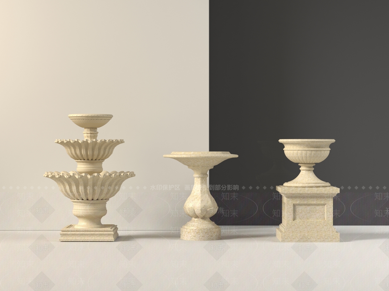 欧式美式花钵3D模型下载【ID:1190826770】