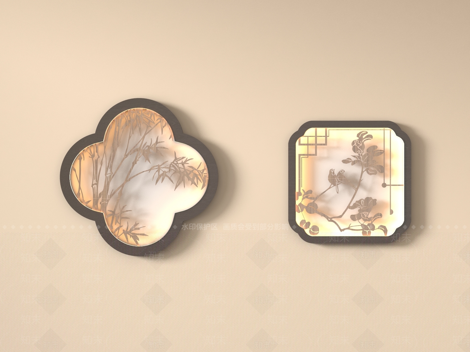 新中式壁灯3D模型下载【ID:1190827735】