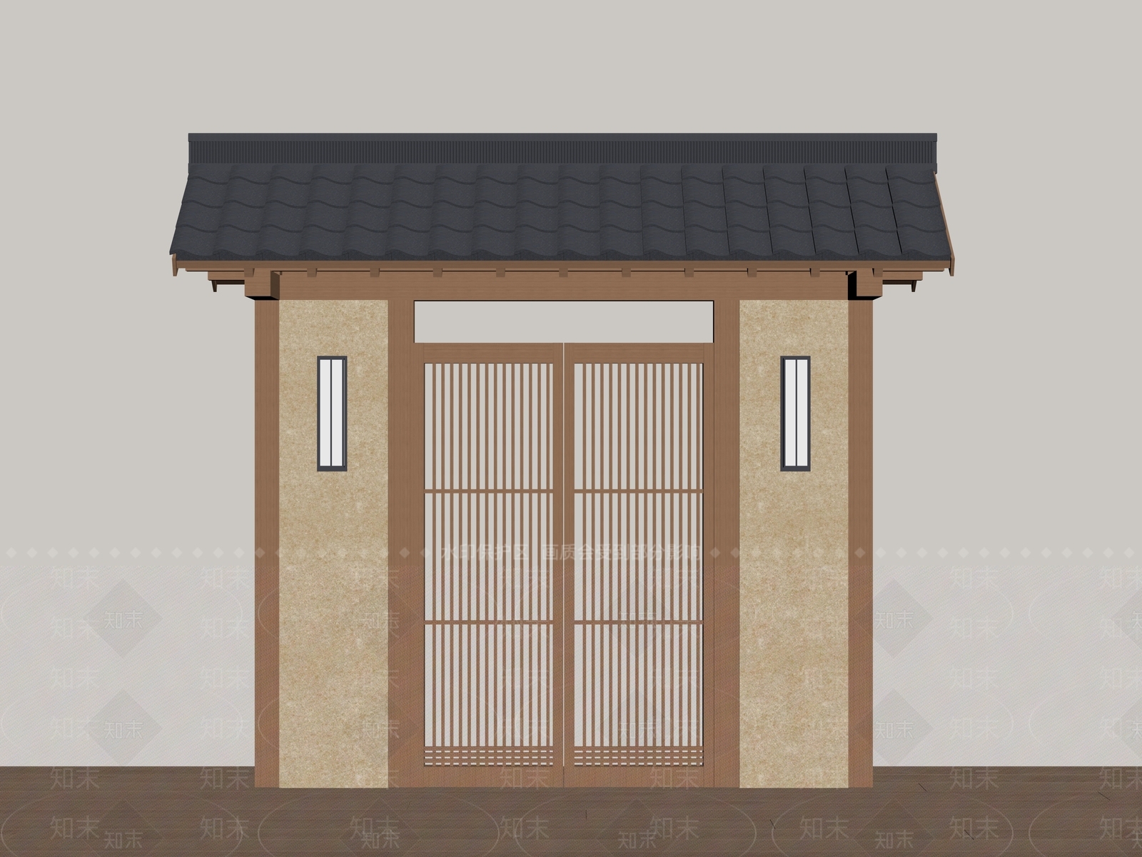 现代新中式庭院门SU模型下载【ID:1190830808】