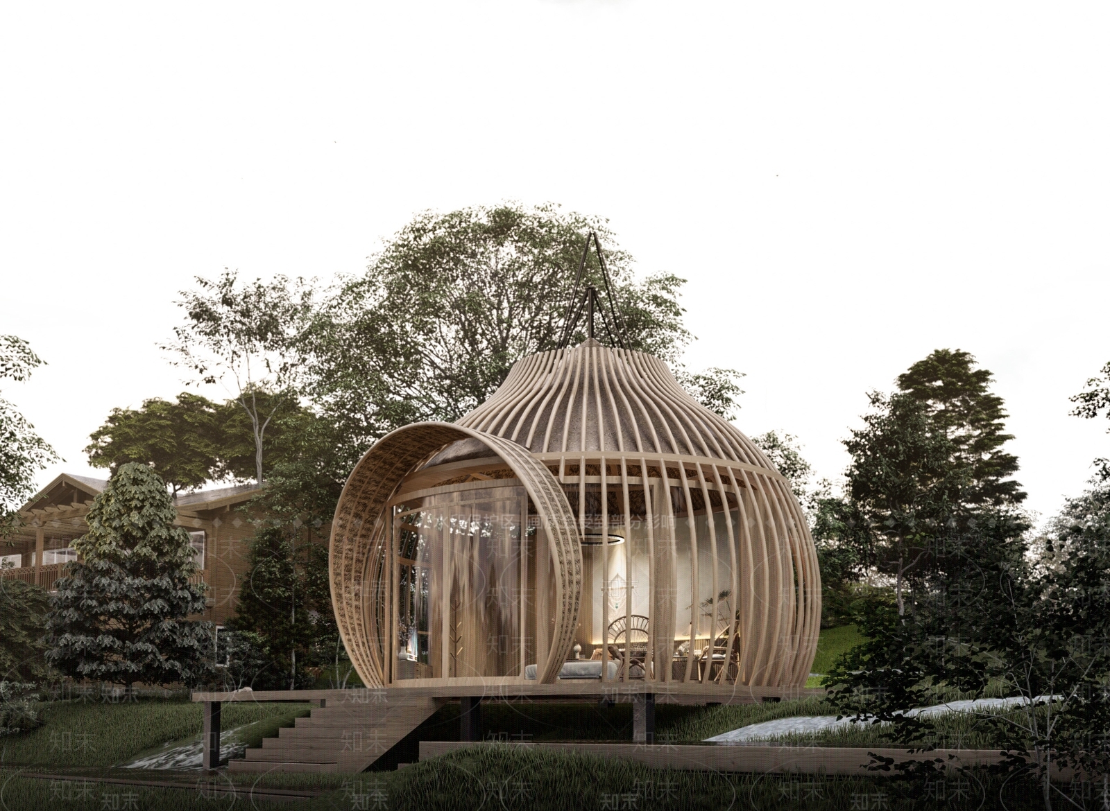 现代简约树屋SU模型下载【ID:1191231827】