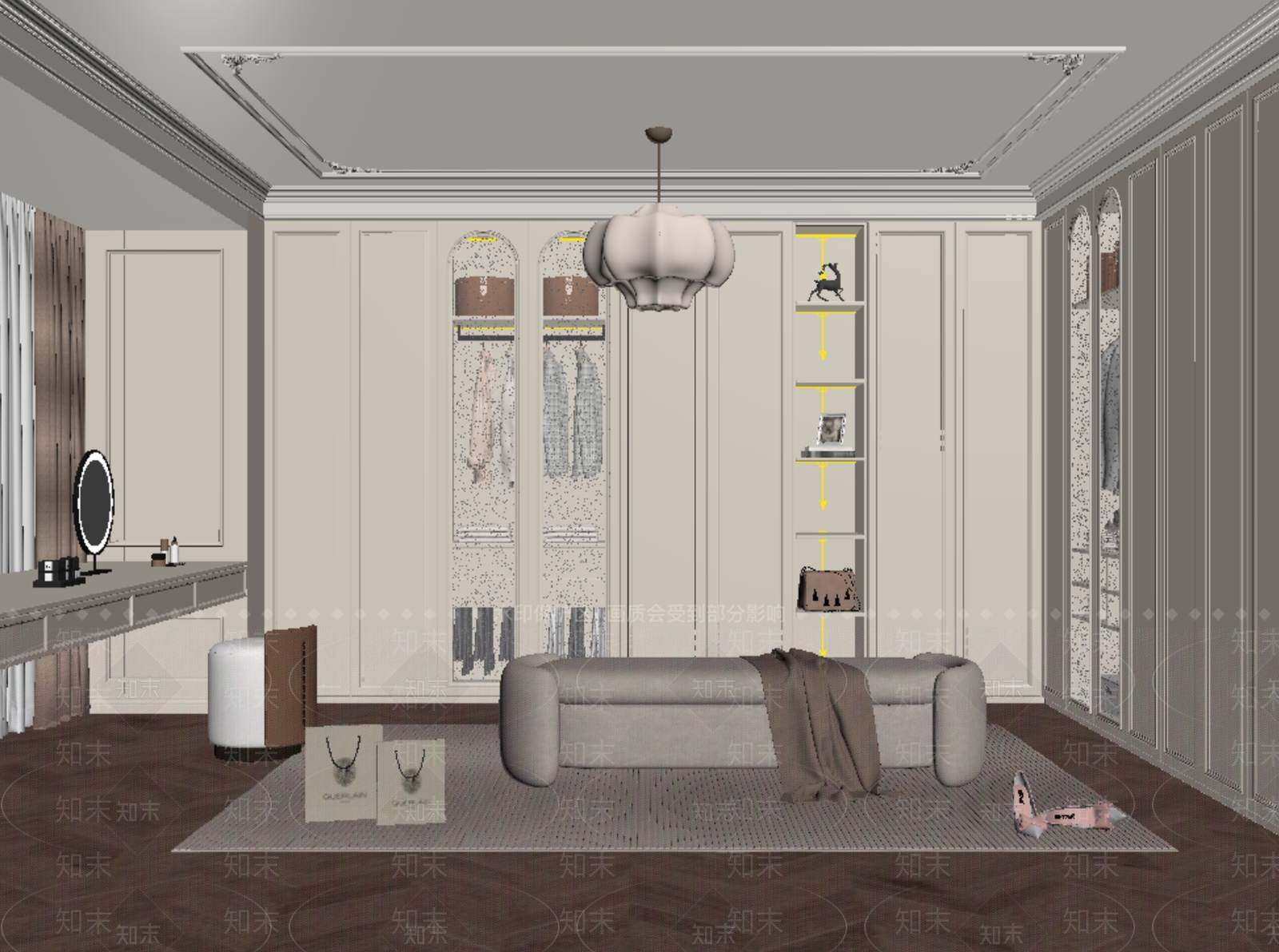 法式简欧衣帽间SU模型下载【ID:1190831707】