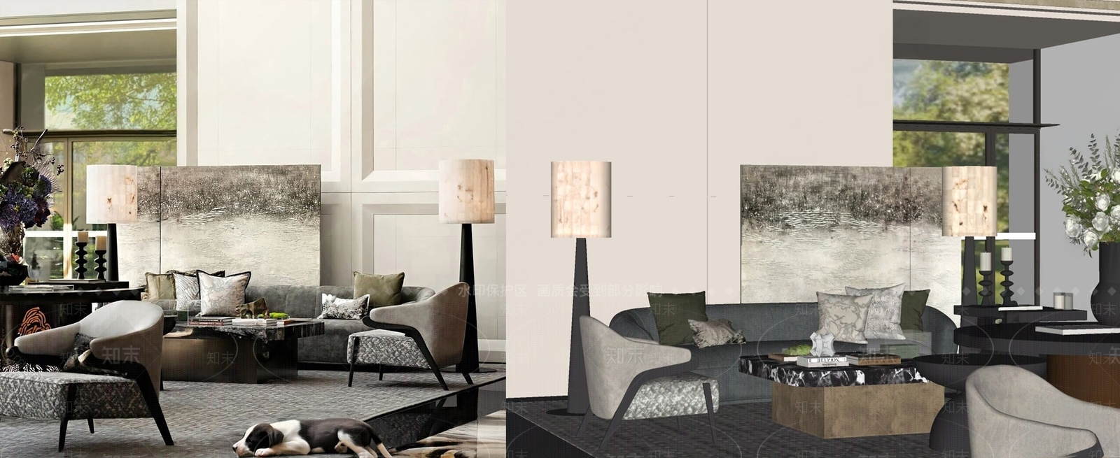 现代意式酒店大堂SU模型下载【ID:1190836410】