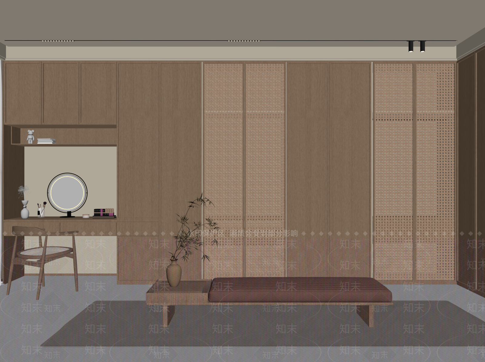 新中式衣帽间SU模型下载【ID:1190839543】