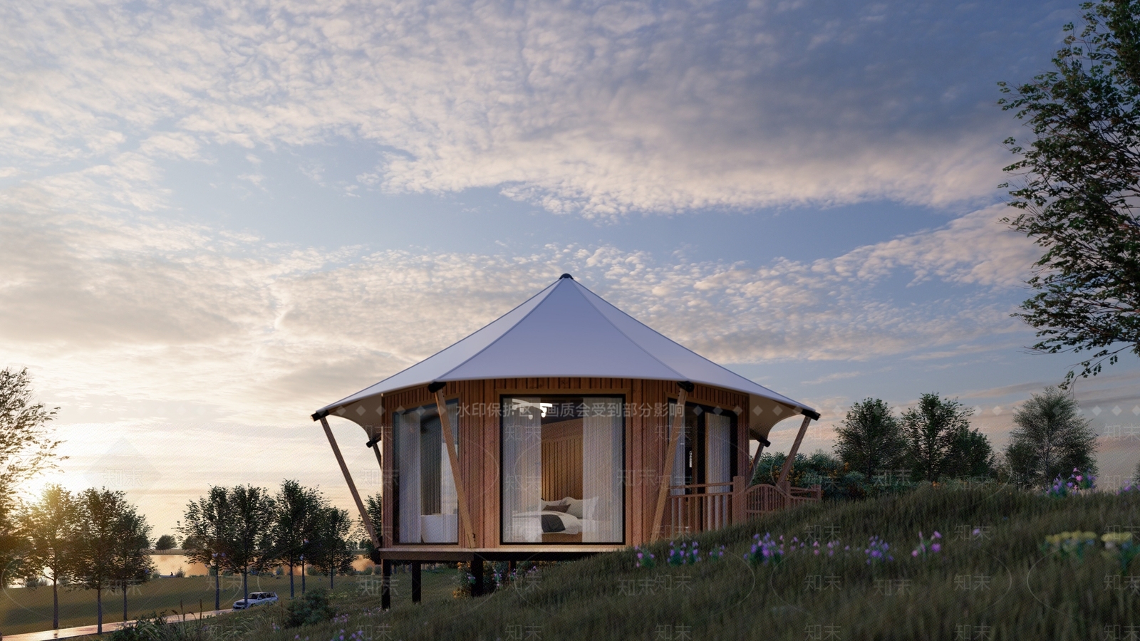 现代原木树屋SU模型下载【ID:1190841496】