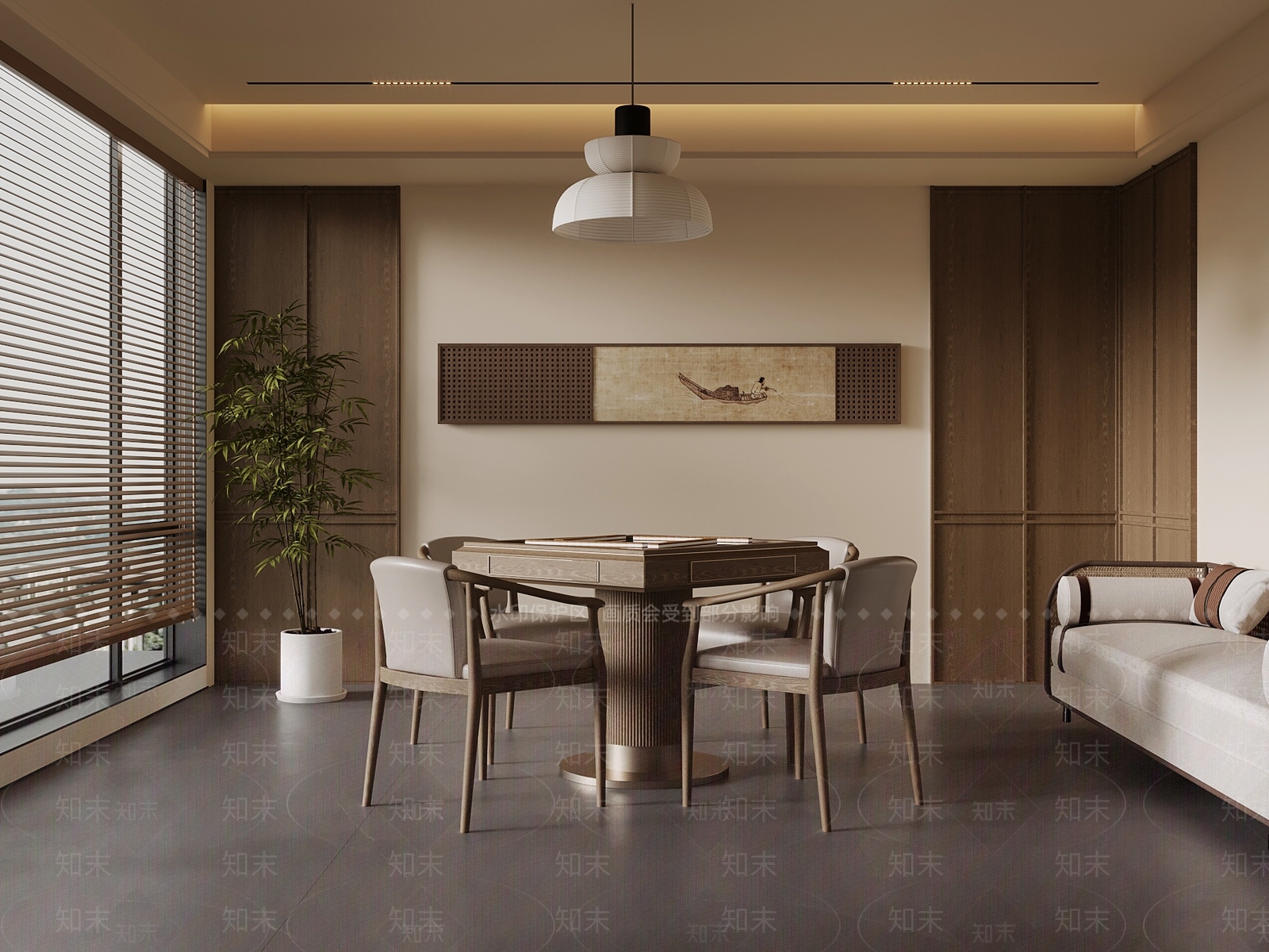 新中式棋牌室SU模型下载【ID:1190855045】
