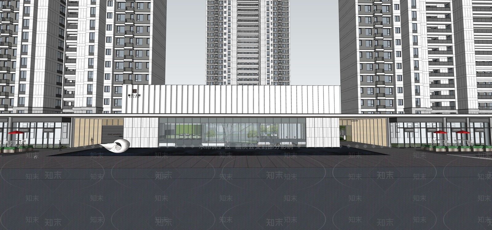 现代高层住宅SU模型下载【ID:1190855191】