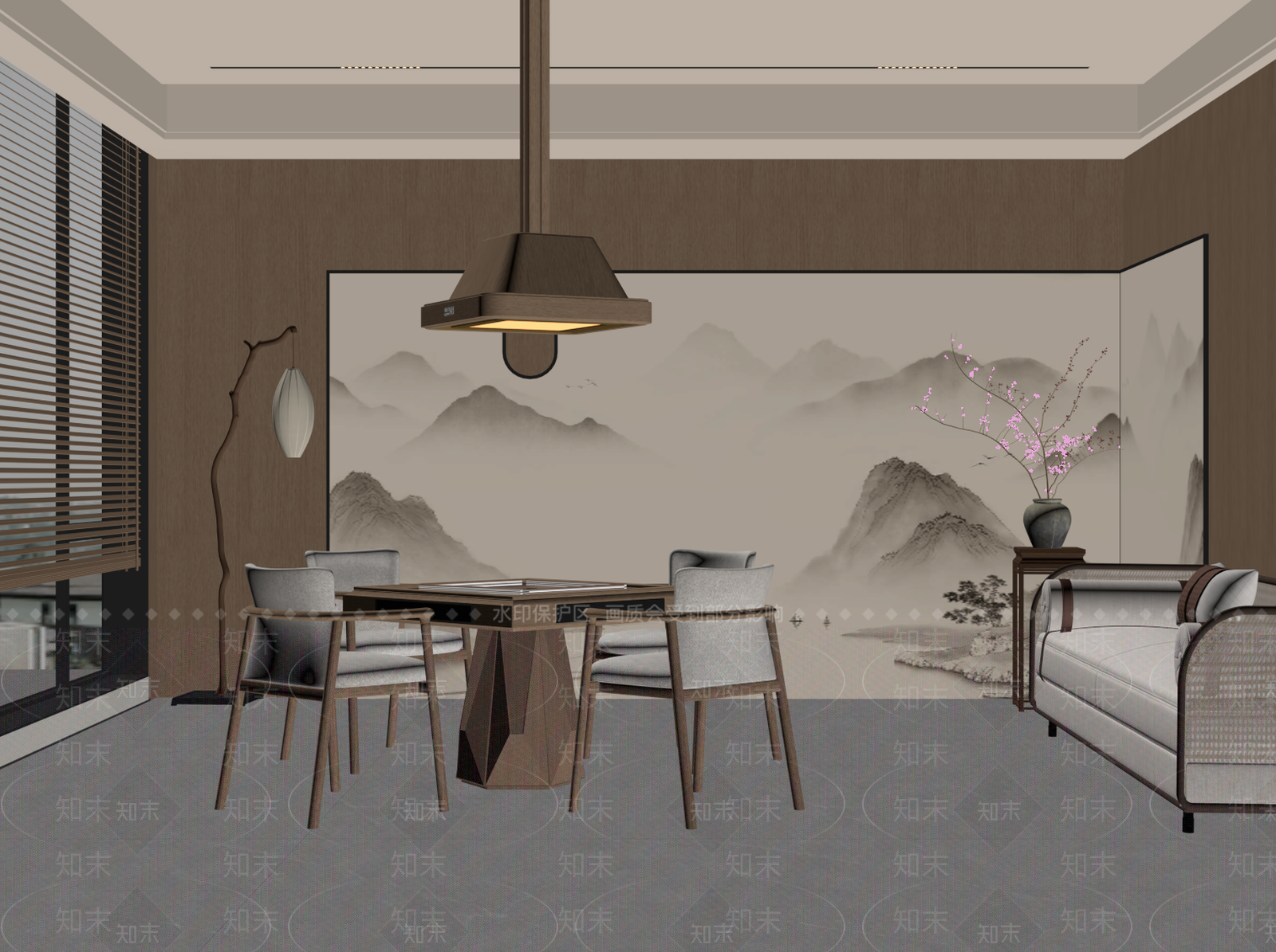 新中式棋牌室SU模型下载【ID:1190855202】