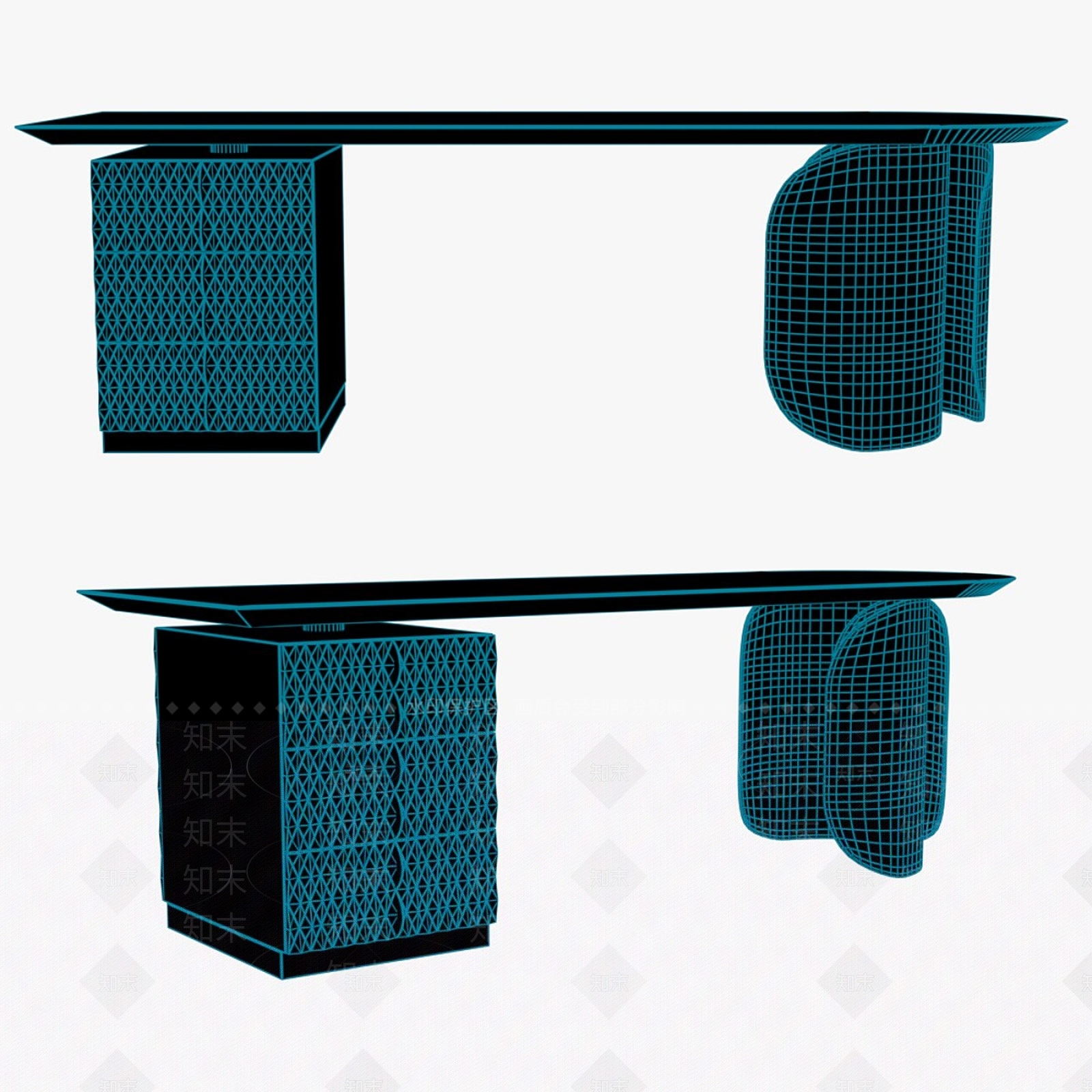 办公桌椅3D模型下载【ID:1190855474】