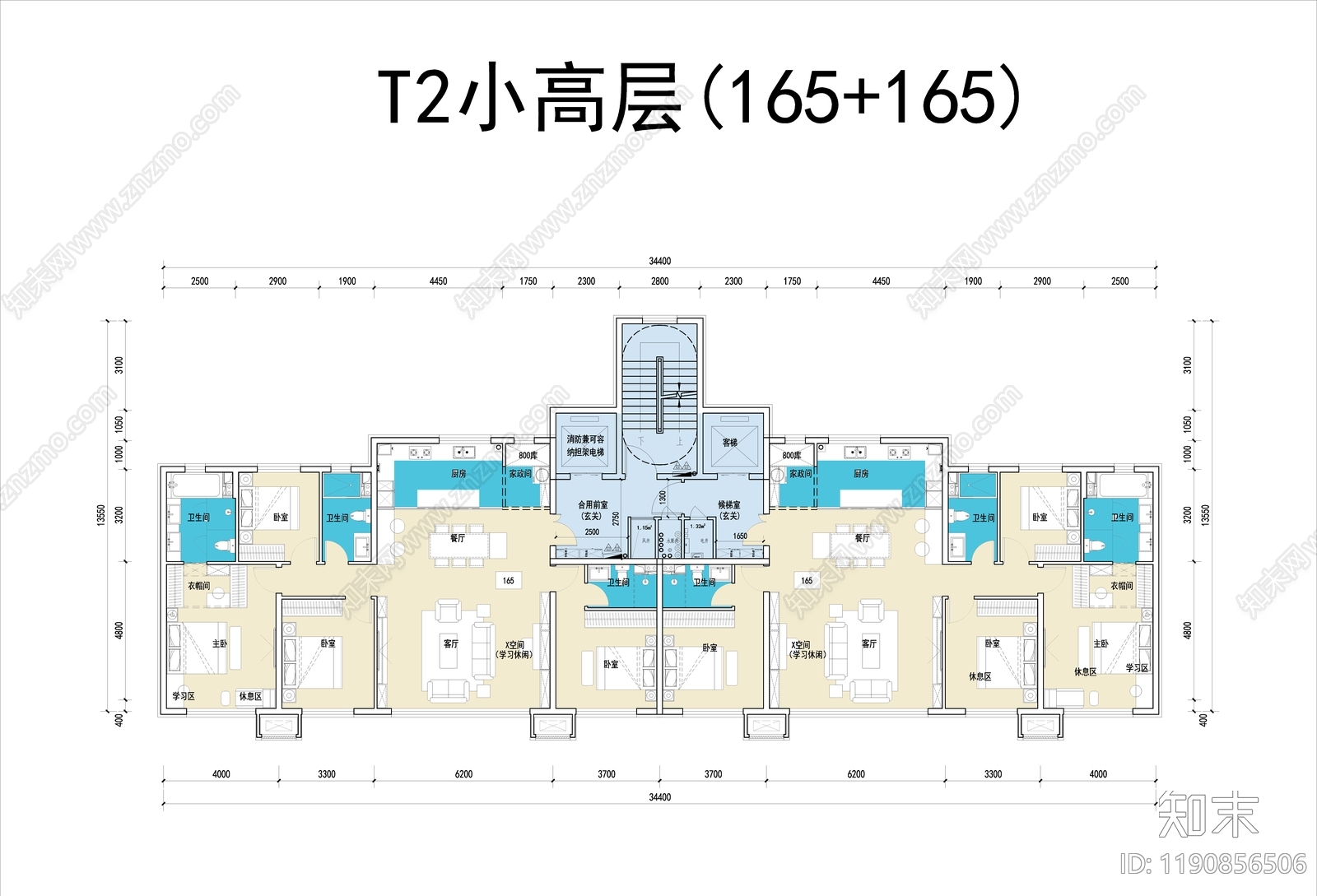 现代住宅楼建筑cad施工图下载【ID:1190856506】