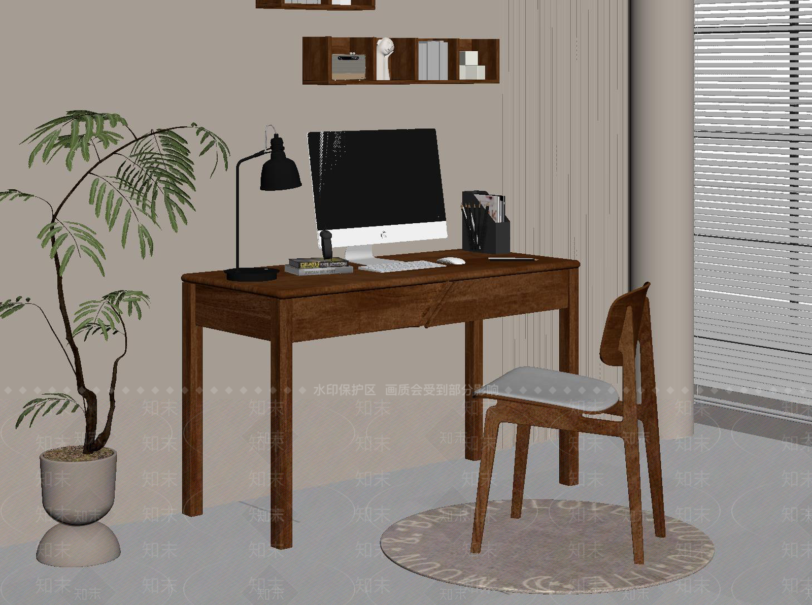 中古书桌椅SU模型下载【ID:1190856818】