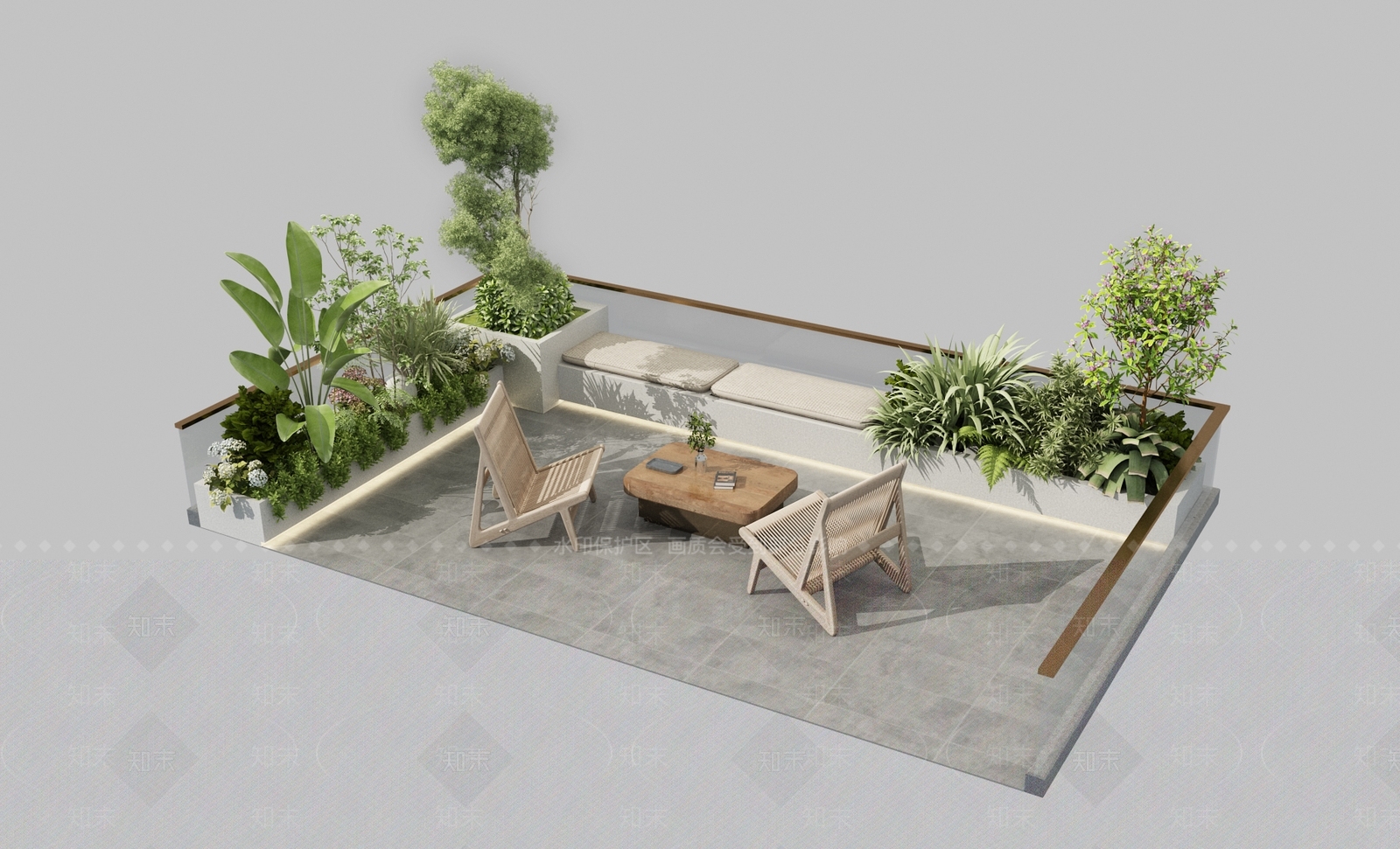 现代屋顶花园SU模型下载【ID:1190859713】