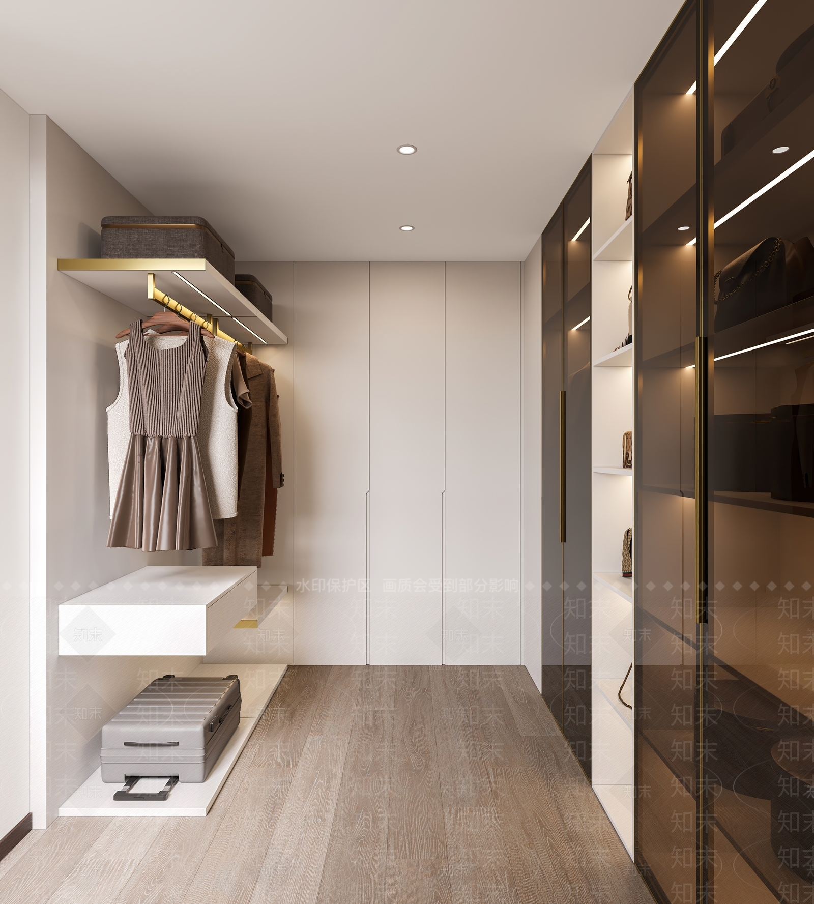 现代极简衣帽间3D模型下载【ID:1190874930】