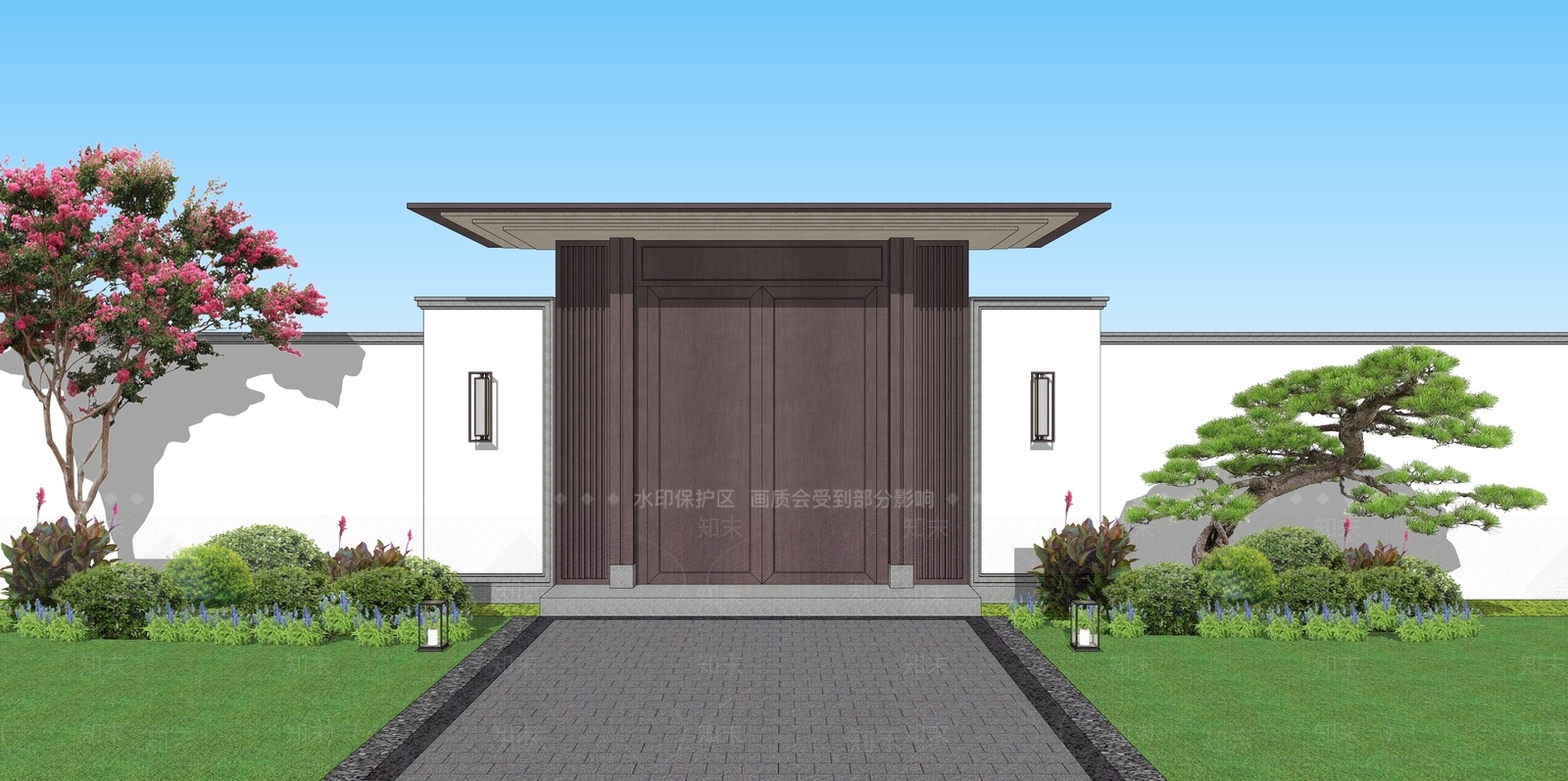 现代庭院门SU模型下载【ID:1190869740】