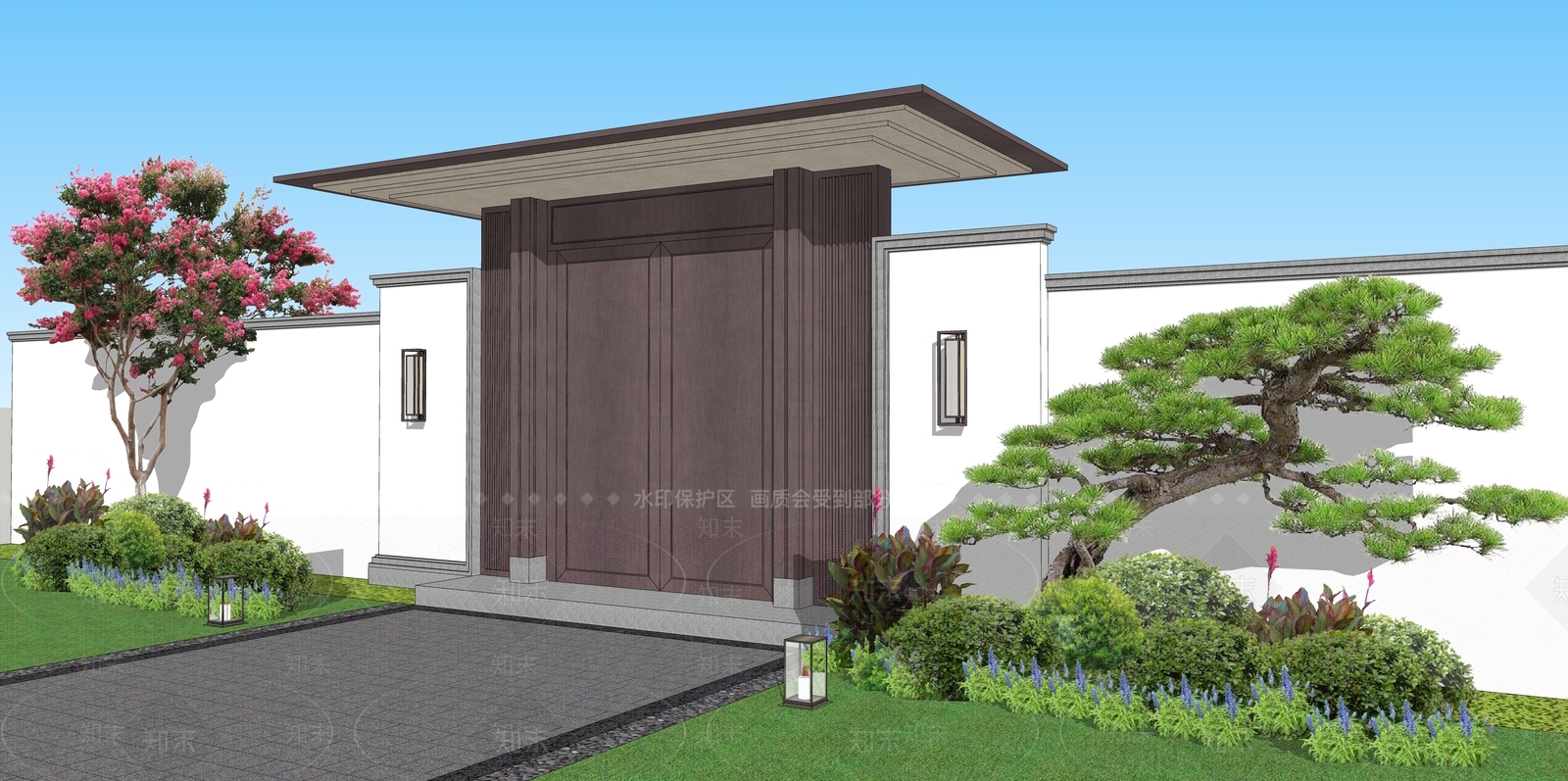 现代庭院门SU模型下载【ID:1190869740】