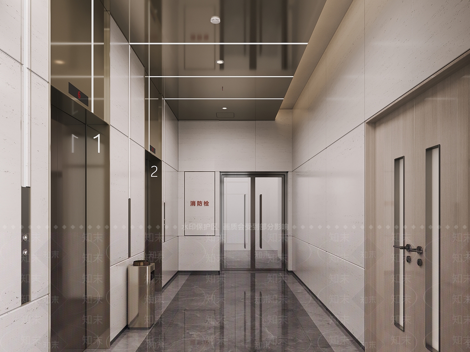 现代电梯间3D模型下载【ID:1190872955】