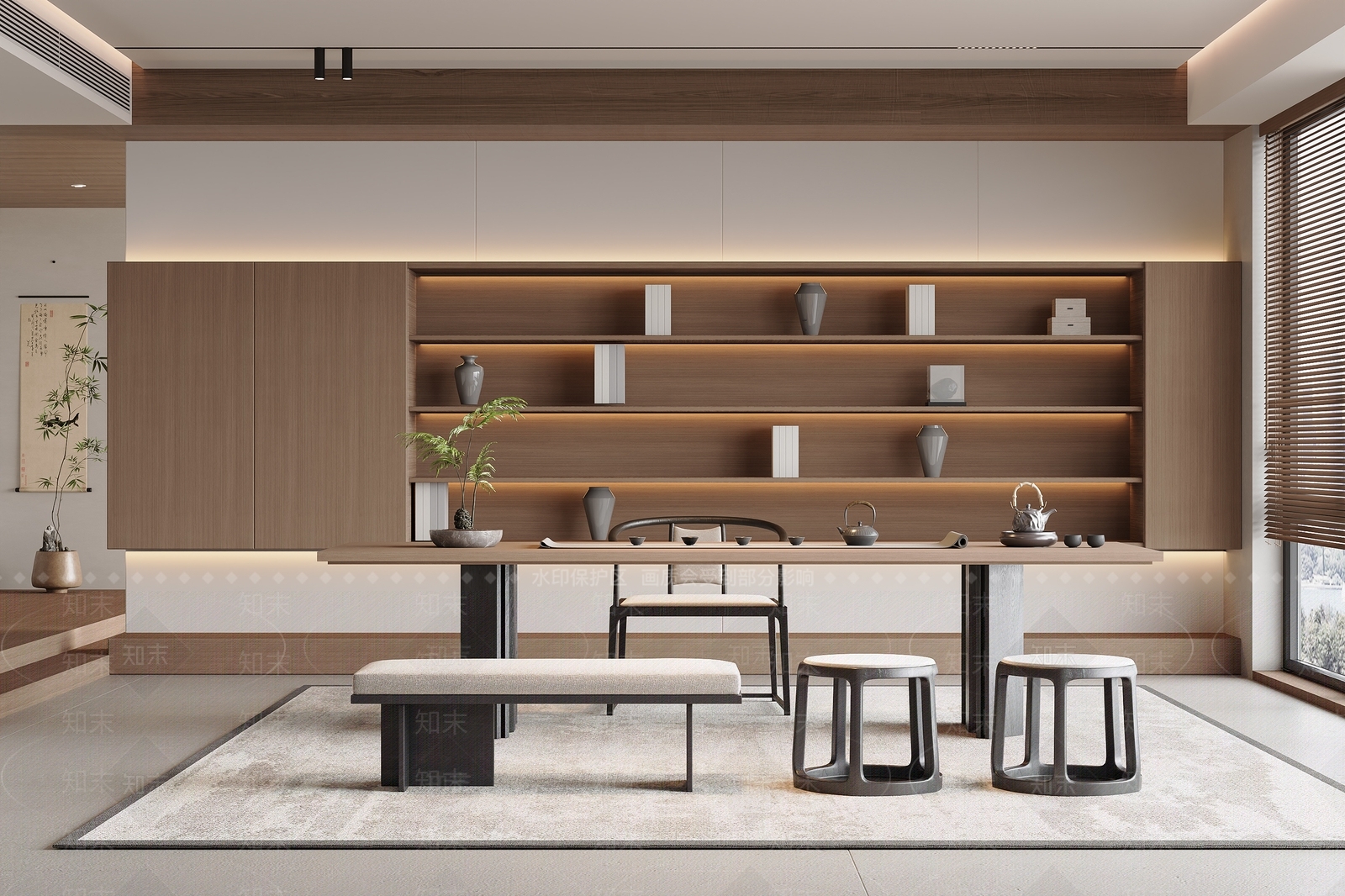 新中式禅意茶室SU模型下载【ID:1190874691】