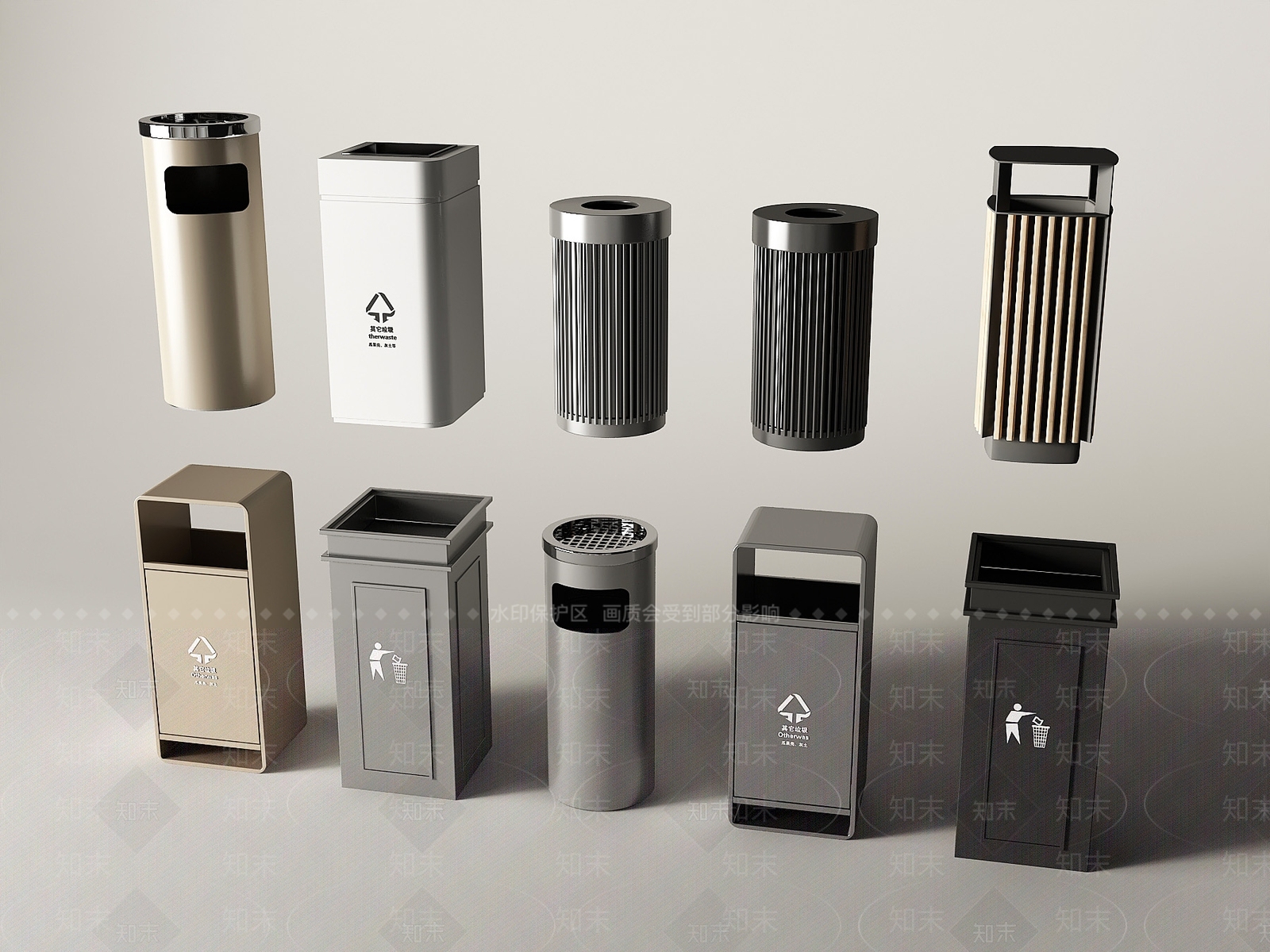 现代垃圾桶SU模型下载【ID:1190875109】