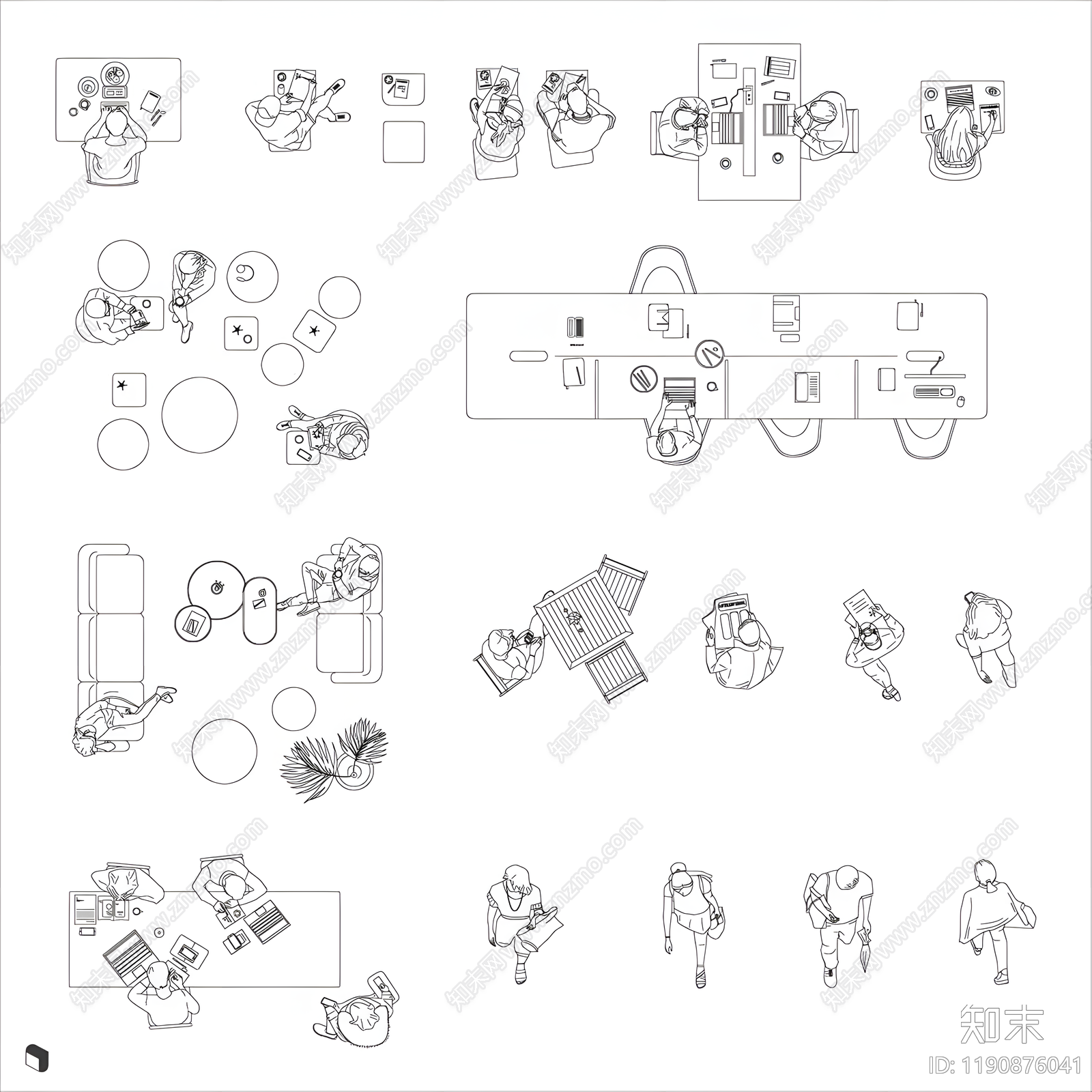 现代桌椅施工图下载【ID:1190876041】