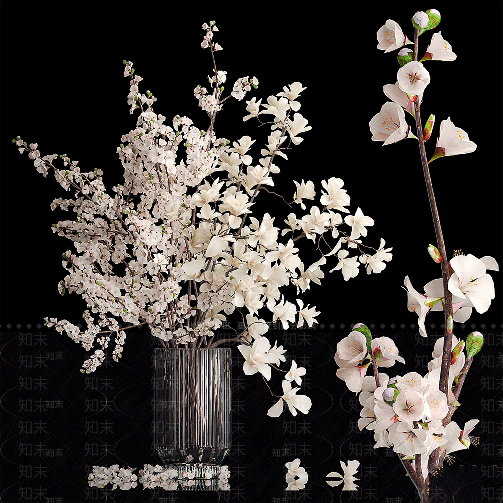 新中式现代花艺3D模型下载【ID:1190877172】