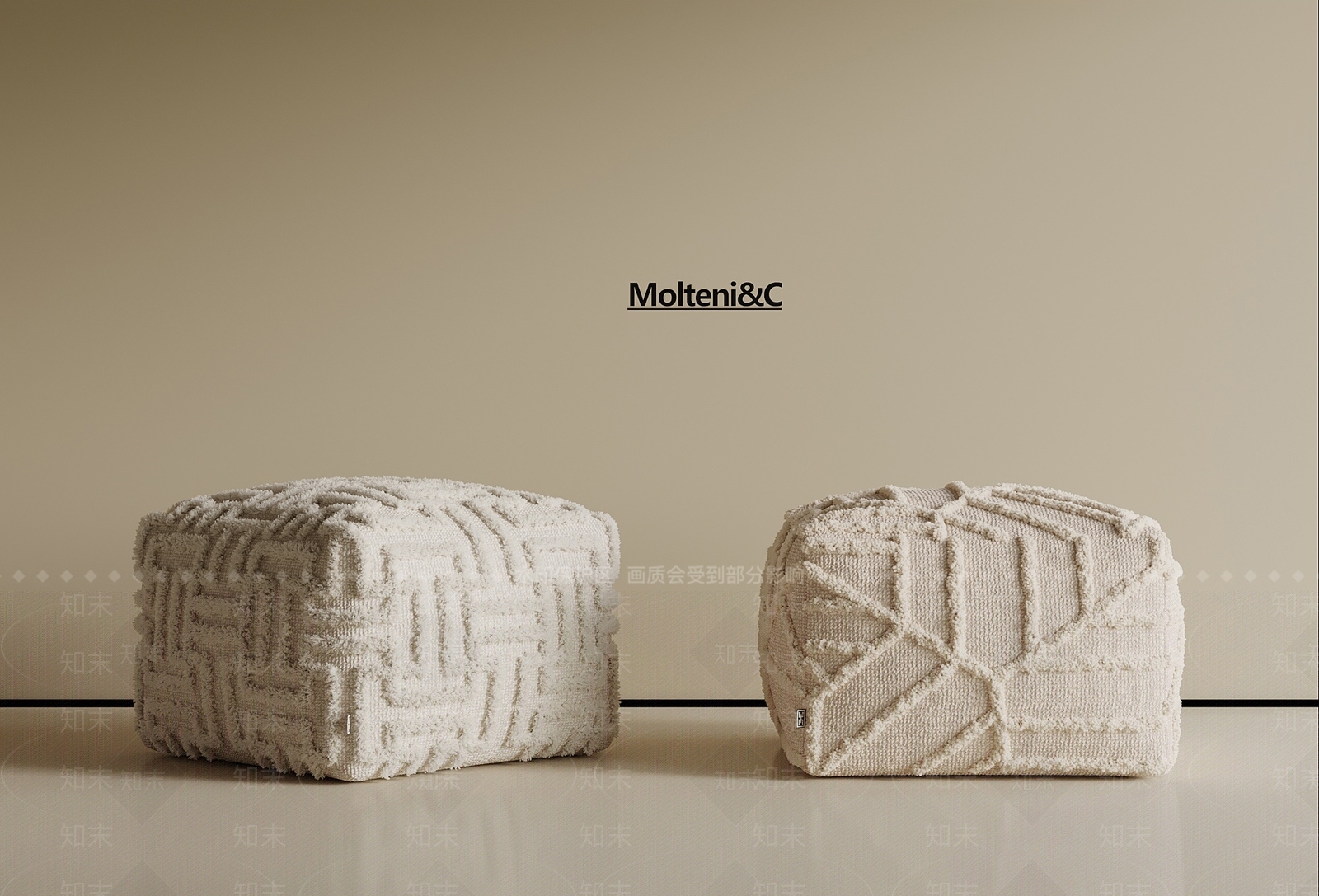 现代奶油沙发凳3D模型下载【ID:1190880308】