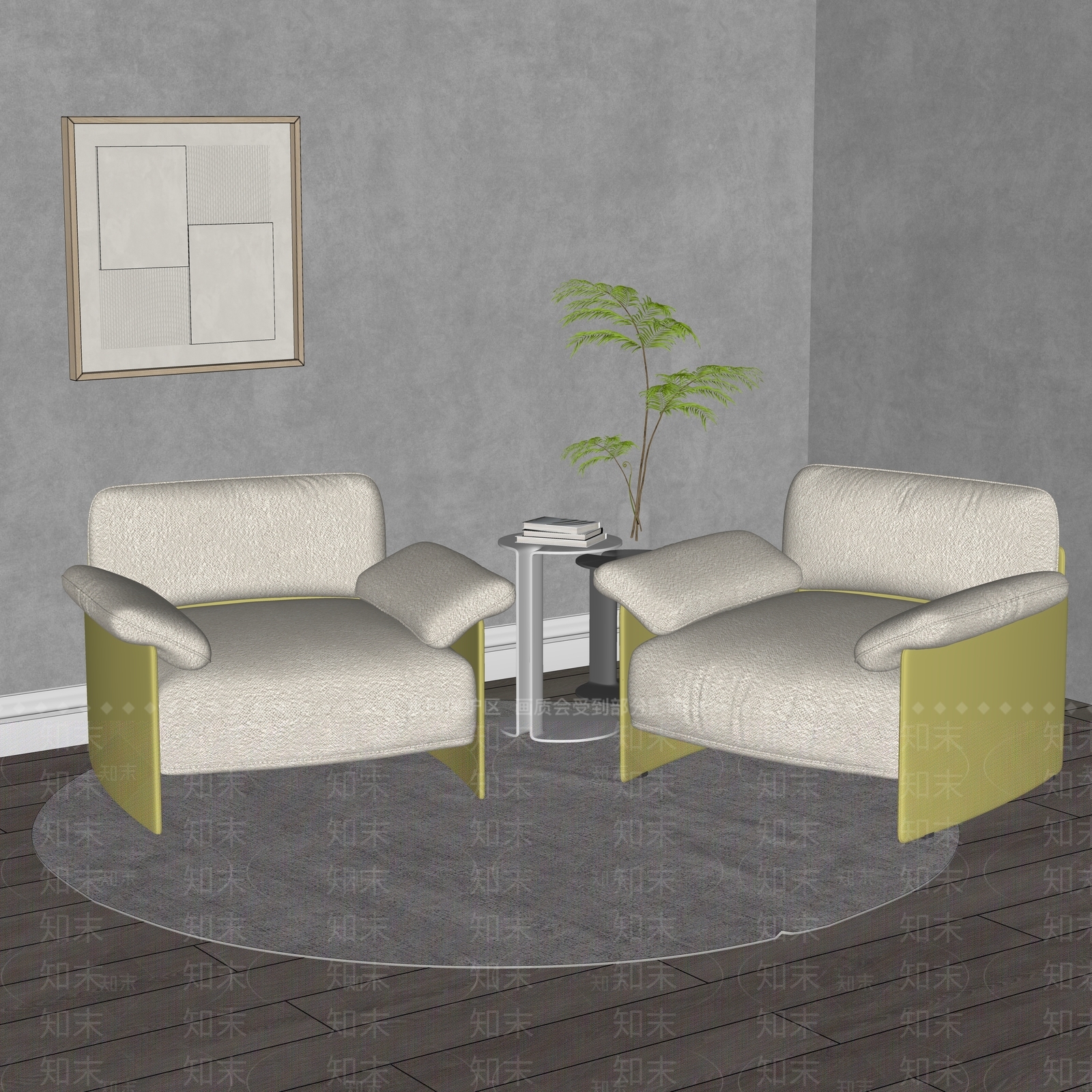 现代轻奢单人沙发3D模型下载【ID:1190880821】