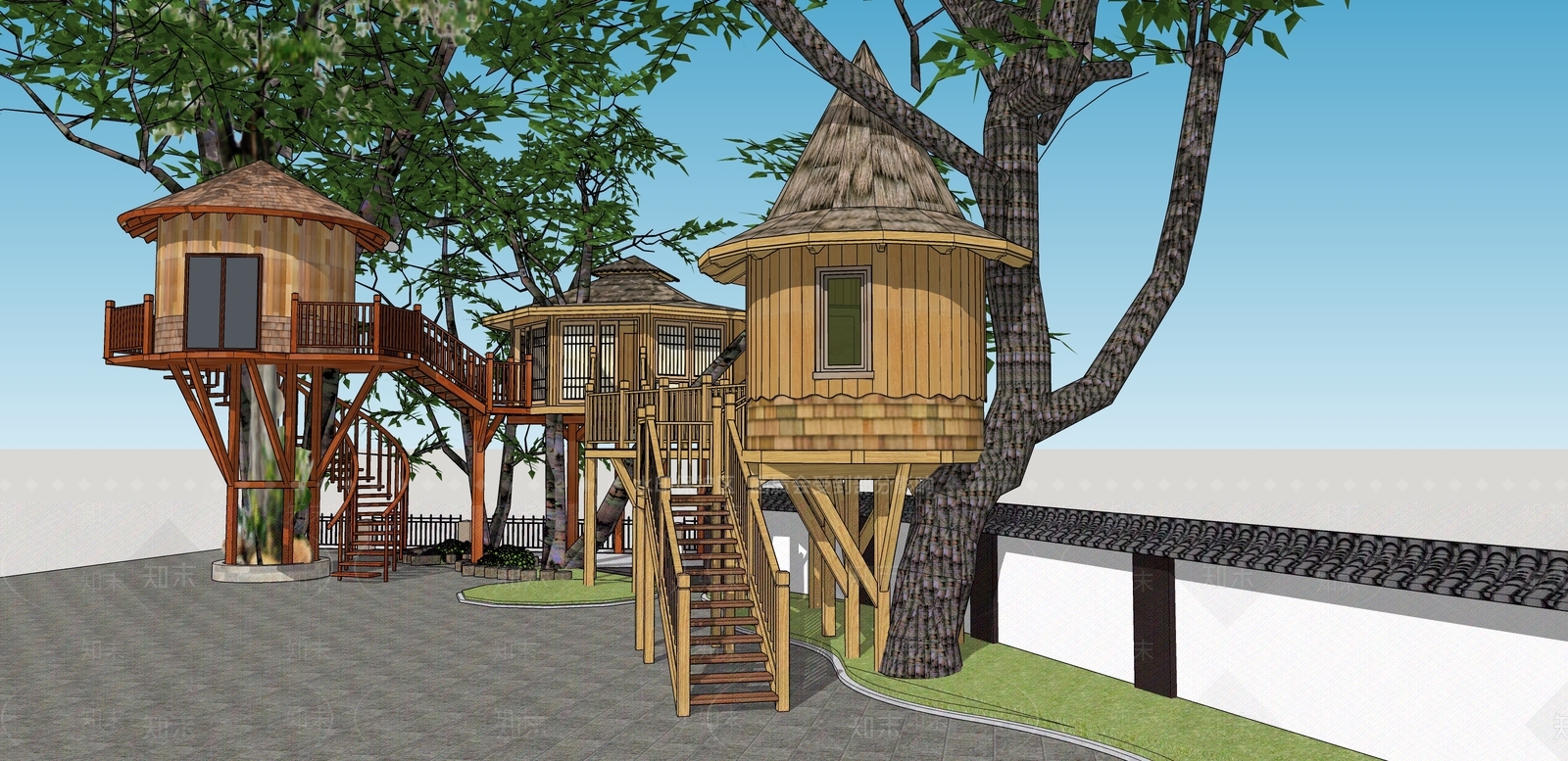 原木复古树屋SU模型下载【ID:1190882194】