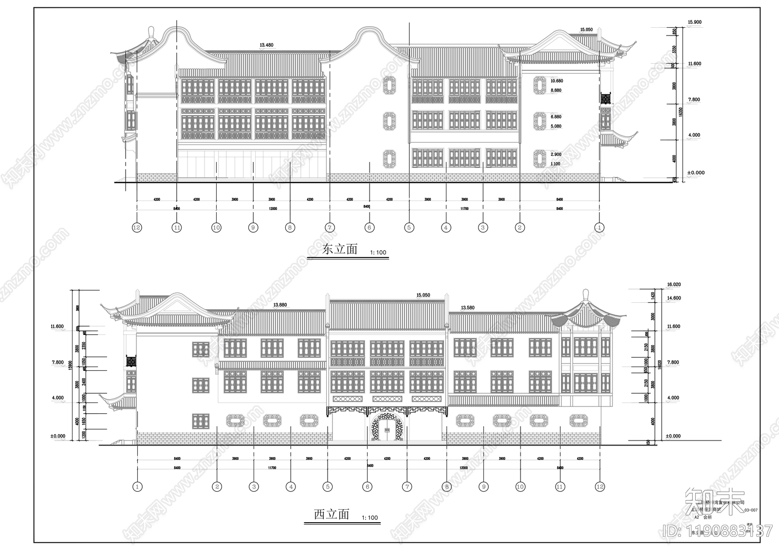 仿古建筑施工图下载【ID:1190883137】