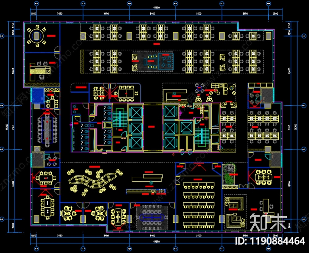现代整体办公空间cad施工图下载【ID:1190884464】