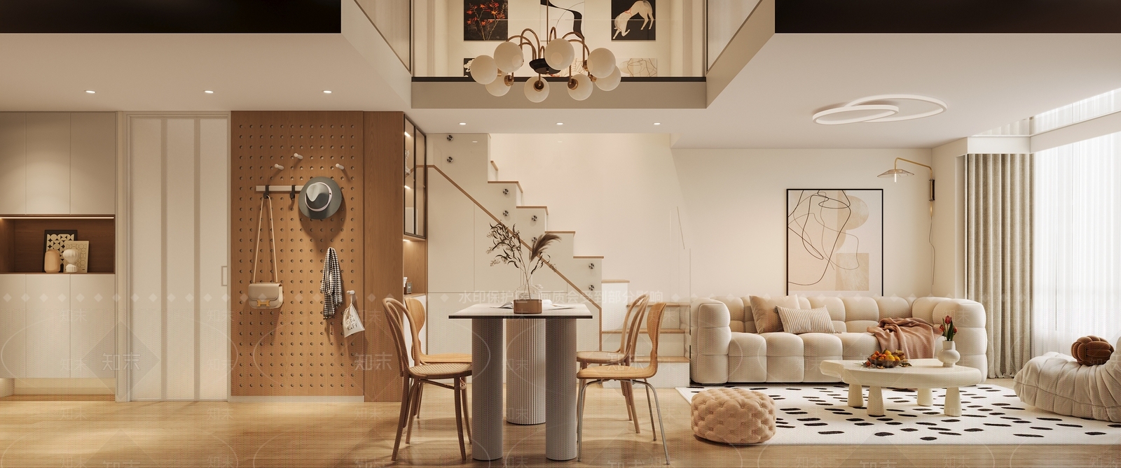 奶油复古公寓3D模型下载【ID:1190887975】