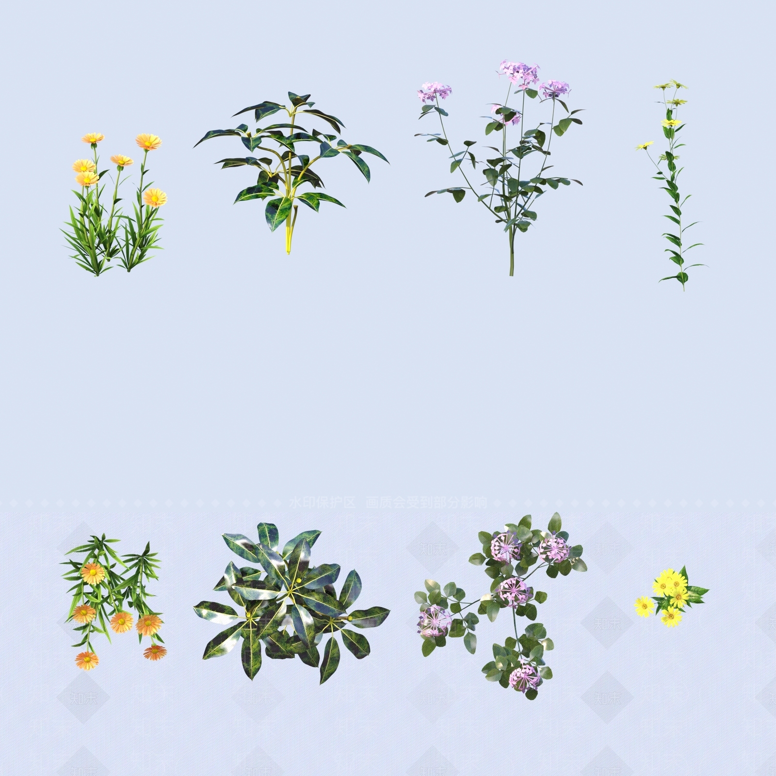 花草组合3D模型下载【ID:1190888024】