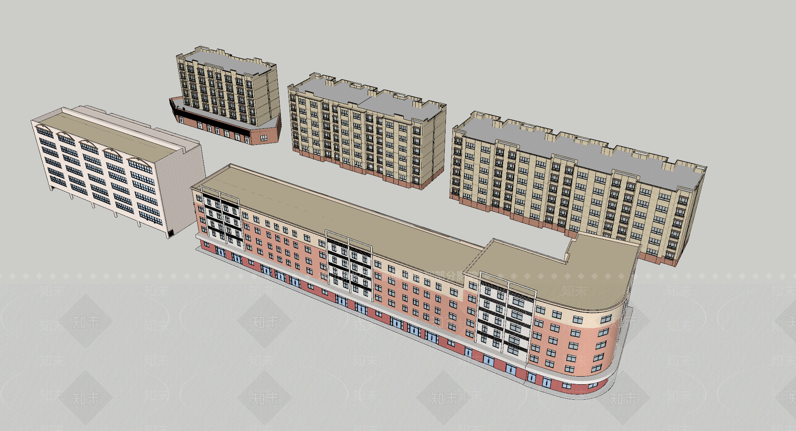 现代欧式多层住宅SU模型下载【ID:1190889679】