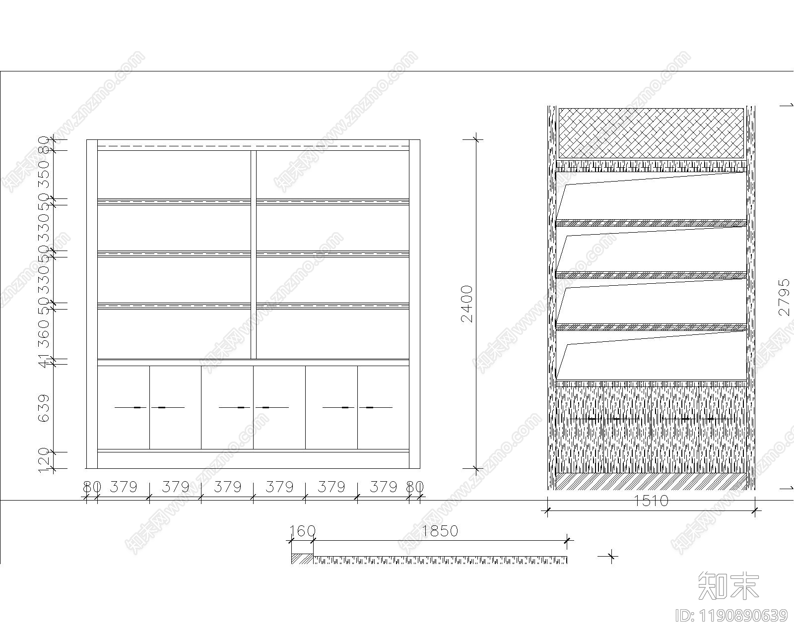 展览展厅家具cad施工图下载【ID:1190890639】