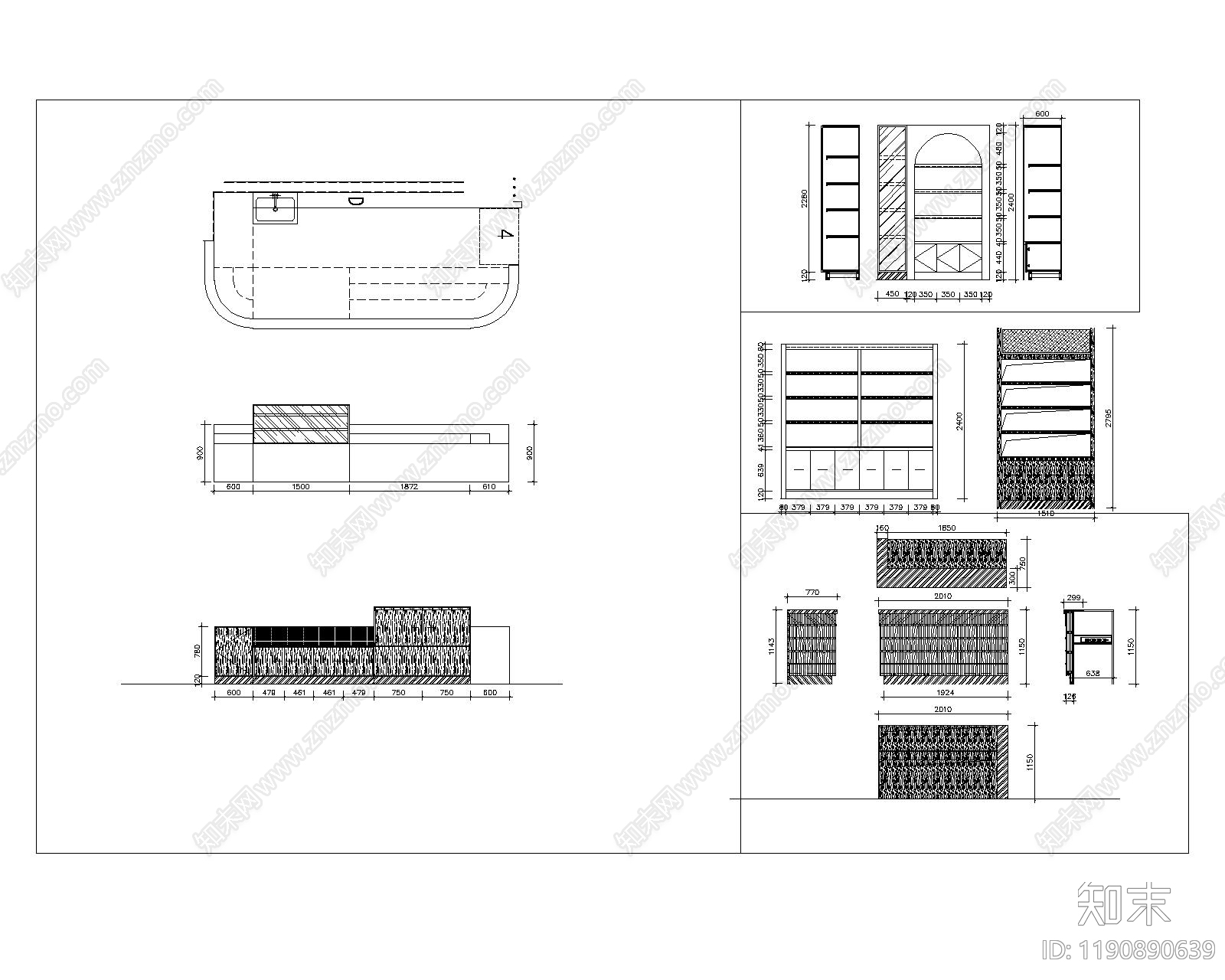展览展厅家具cad施工图下载【ID:1190890639】