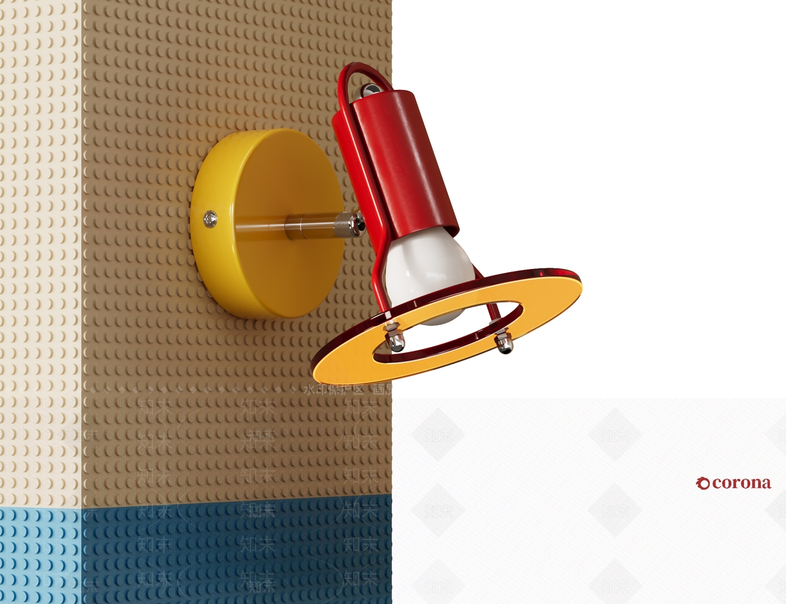 复古奶油儿童壁灯3D模型下载【ID:1190891421】