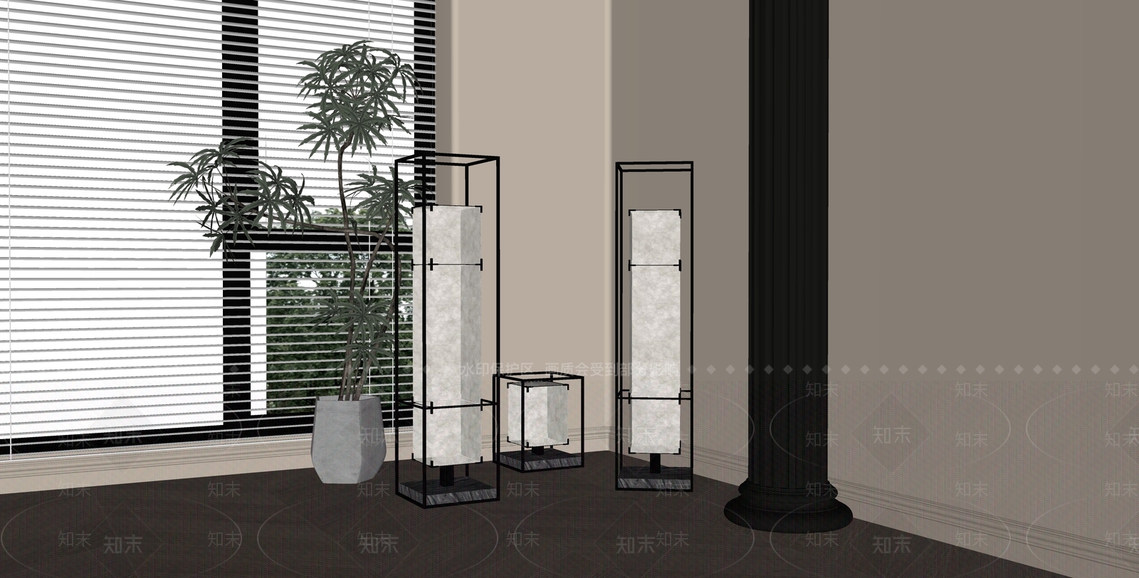 简约日式灯具组合SU模型下载【ID:1190891589】